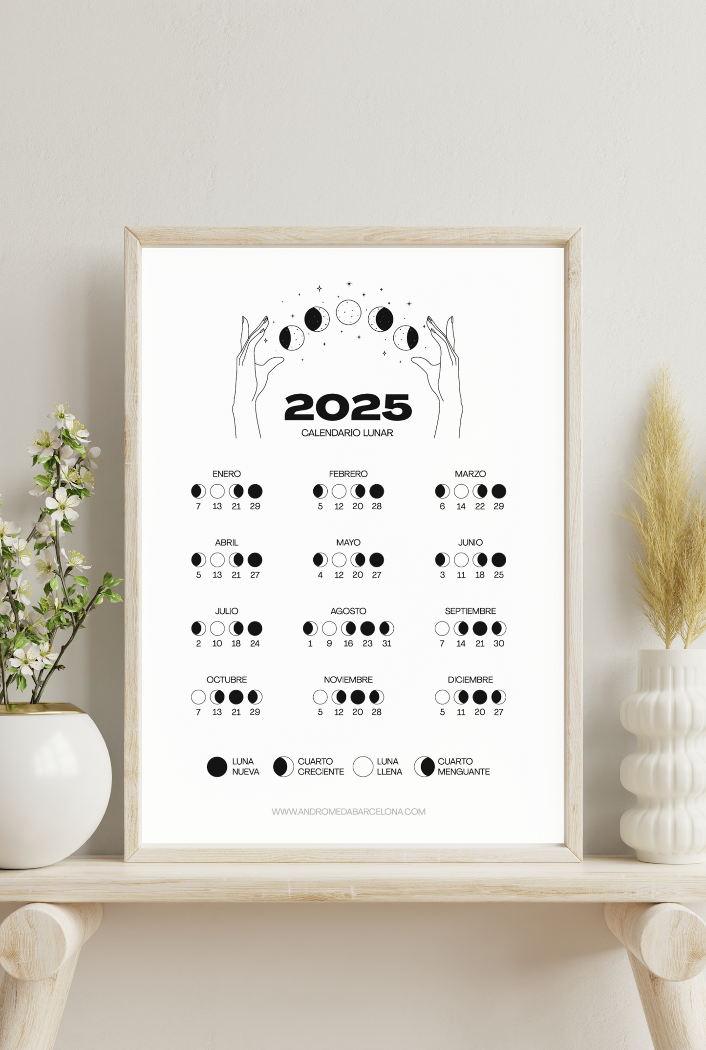 Calendario Lunar 2025 imprimible